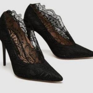 Zara black lace heels